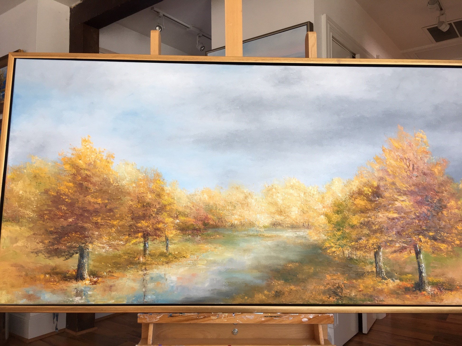 Art | Autumn Romance | Original Oil Painting by Claire Howard | 24" x 48"-Oil Painting-Sterling-and-Burke