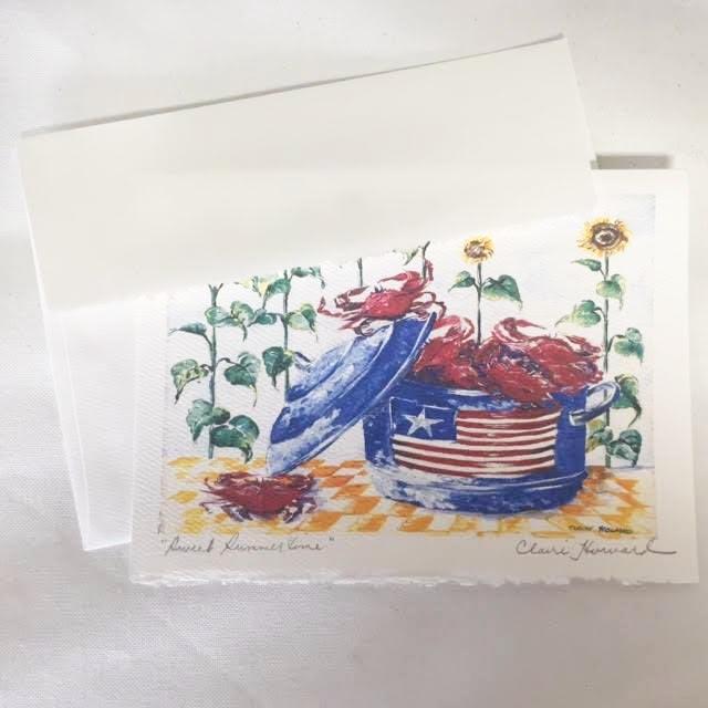 Art | Sweet Summertime | Stationary Note Card | Hand Signed Card by Claire Howard | 5" x 7"-Greeting Cards-Sterling-and-Burke