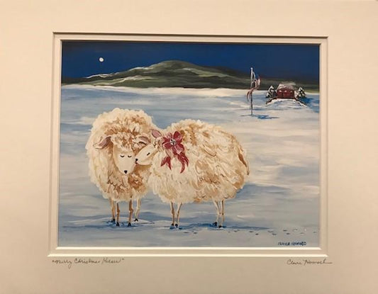 Art | Merry Christmas Kisses | Giclee With Mat | Hand Signed by Claire Howard | 11" by 14"-Greeting Cards-Sterling-and-Burke