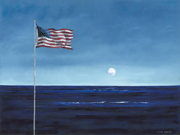 Art | Moonlight Over America I Original Oil Painting by Claire Howard | 31.5" x 41.5"-Oil Painting-Sterling-and-Burke