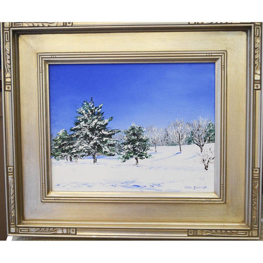 Art | Snow Covered Landscape | Original Oil Painting by Claire Howard | 11" x 14"-Oil Painting-Sterling-and-Burke