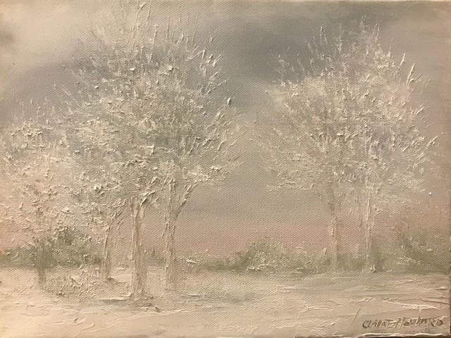 Art | Snow Morning | Original Oil with a Gallery Wrap Frame by Claire Howard | 9" x 12"-Oil Painting-Sterling-and-Burke