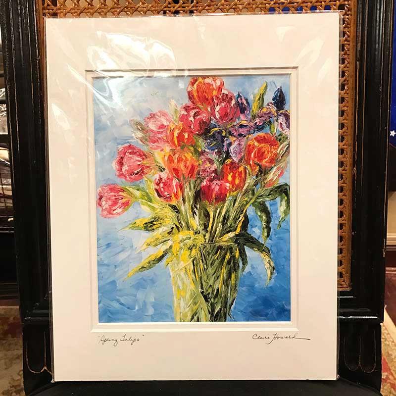 Art | Spring Tulips | Giclee with Mat by Claire Howard | 10" x 8"-Giclee Print-Sterling-and-Burke
