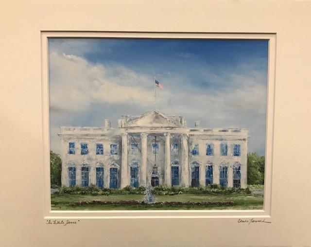 Art | The White House | Giclee with Hand Signed Mat by Claire Howard | 8" x 10"-Oil Painting-Sterling-and-Burke