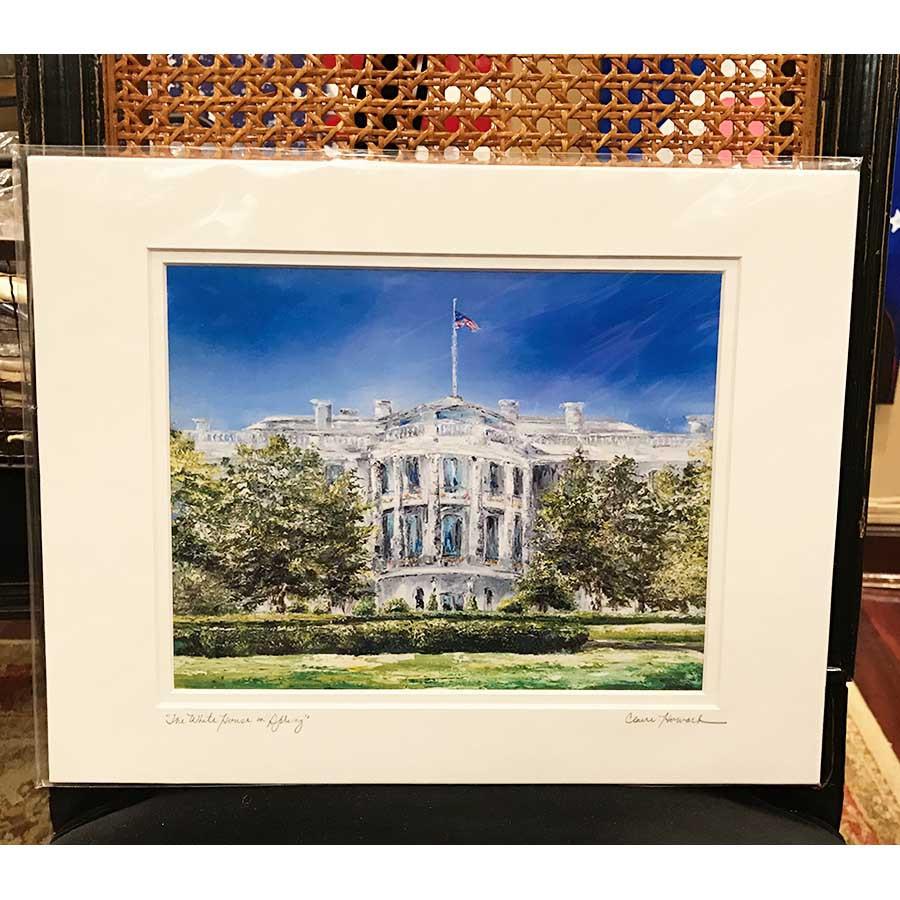 Art | The White House in Spring | Giclee with Mat by Claire Howard | 8" x 10"-Giclee Print-Sterling-and-Burke