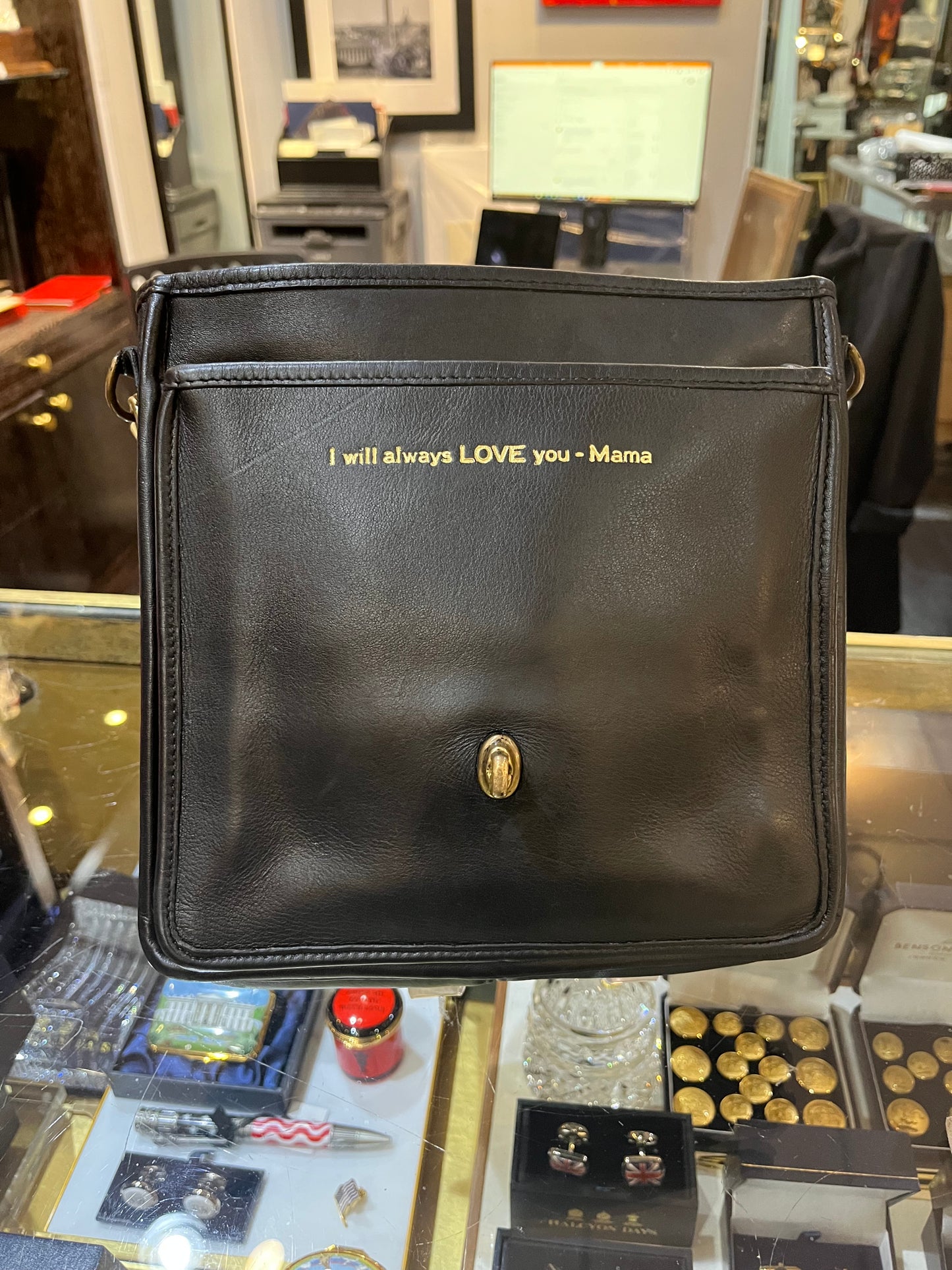 " Custom Stamping on Vintage Coach Bag - Gold Stamp - I will always LOVE you - Mama
