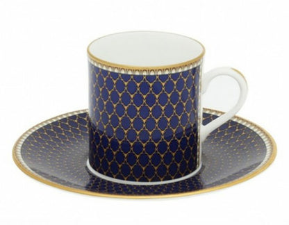Halcyon Days Antler Trellis Coffee Cup and Saucer in Midnight