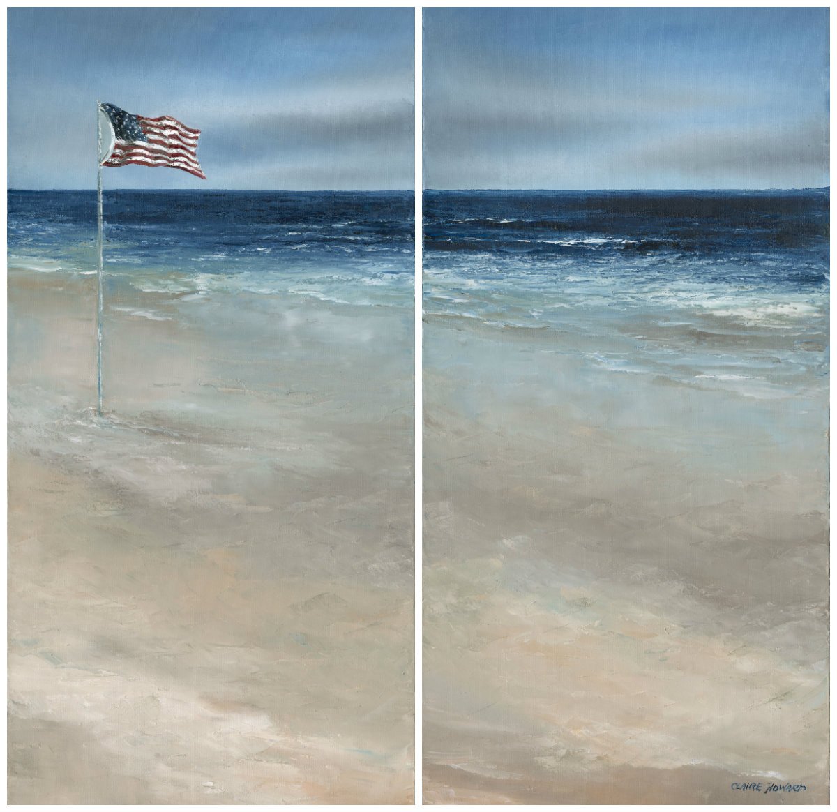 Art | America, the Beautiful Shores | Original Oil Paintings by Claire Howard | Diptych 31" x 30"-Oil Painting-Sterling-and-Burke