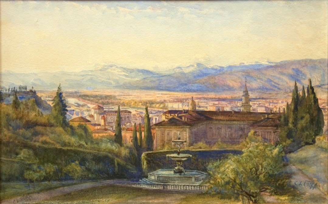 Antique Watercolor | The Boboli Gardens, Florence by Constance L. Fripp | 17-3/4" by 23-2/3"-Watercolor-Sterling-and-Burke