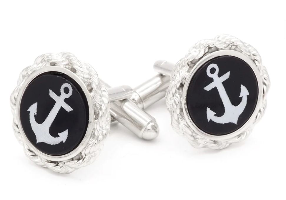 Cufflinks Anchor with Rope Cufflinks | Manufactured in Silver & Gold Finish