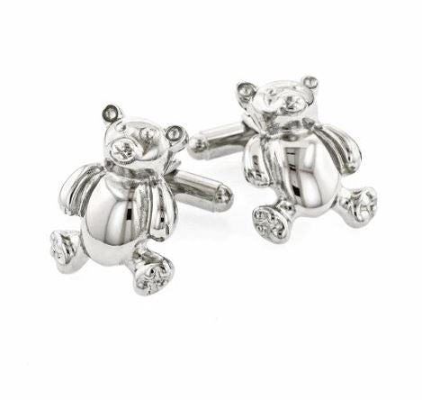 Teddy Bear Cufflinks | Jackie Kennedy Teddy Bear Cufflinks Manufactured in USA in Silver & Gold Finish