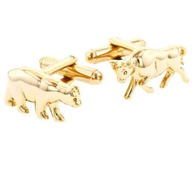 Bull and Bear Cufflinks | Bull and Bear Cufflinks Manufactured in USA in Silver & Gold Finish