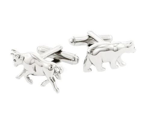 Bull and Bear Cufflinks | Bull and Bear Cufflinks Manufactured in USA in Silver & Gold Finish