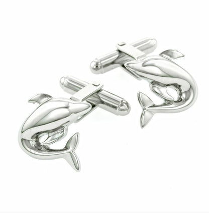 Dolphin Cufflinks | Dolphin Cufflinks Manufactured in USA in Silver & Gold Finish