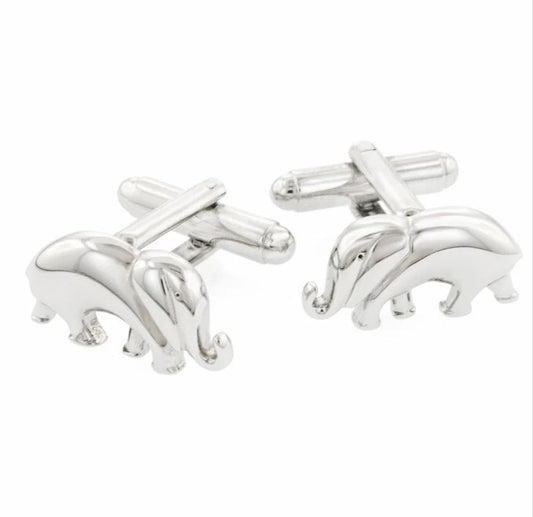 Elephant Cufflinks | Elephant Cufflinks Manufactured in USA Silver Finish