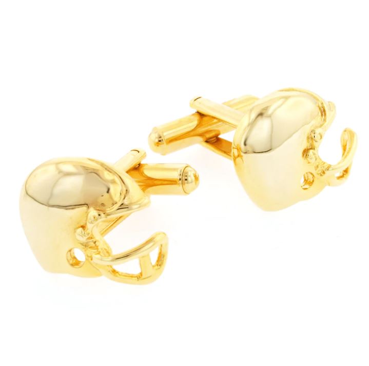 Football Cufflinks | Football Helmet Cufflinks Manufactured in USA in Silver & Gold Finish