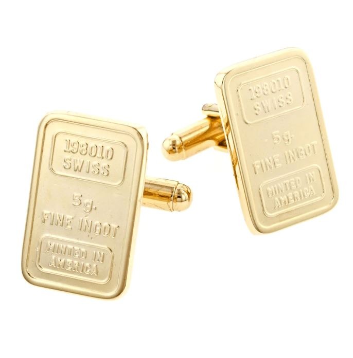 Gold Bar Cufflinks | Gold Bar, Gold Bullion, Gold Ingot Cufflinks | Made in USA in Gold Finish