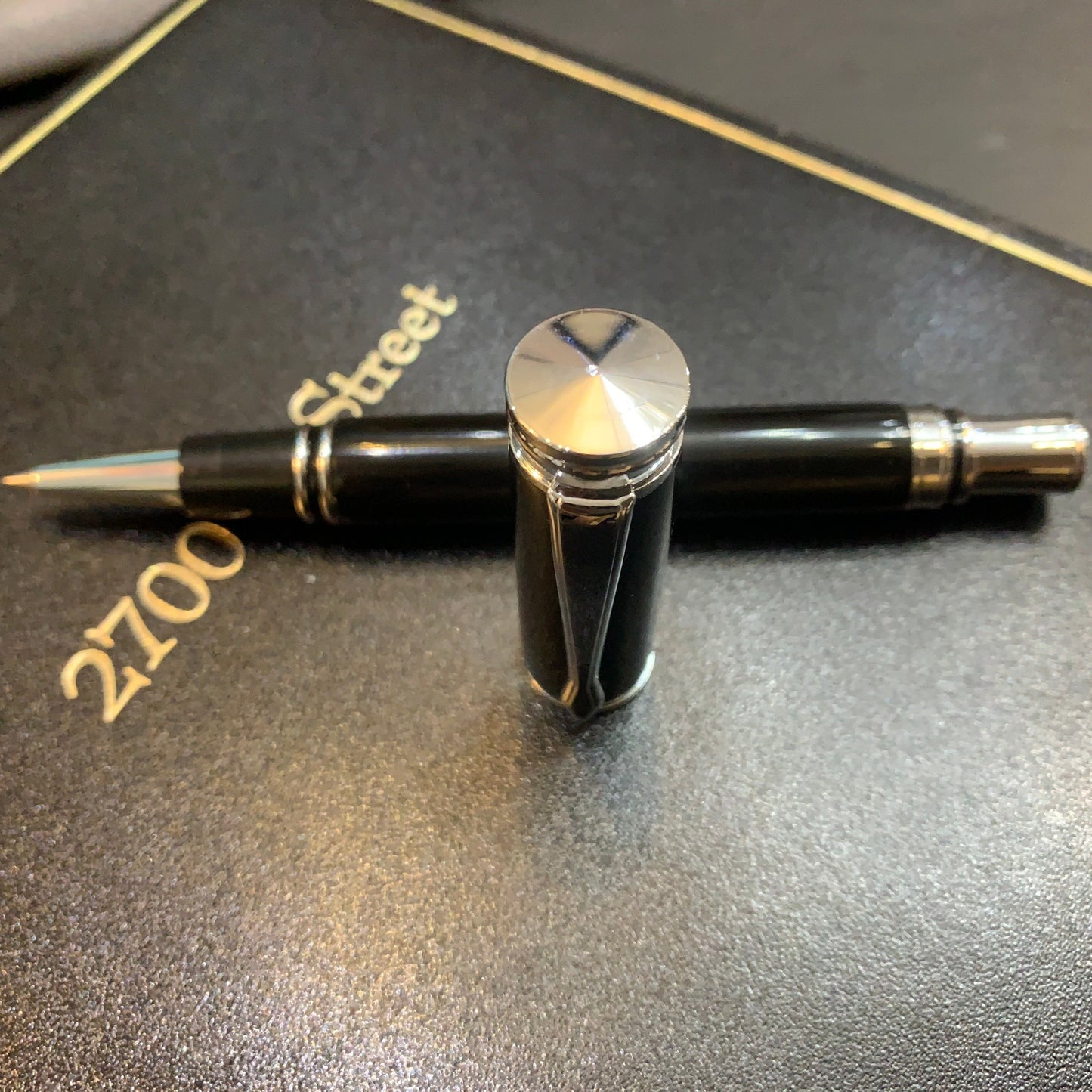 Bespoke Luxury Pens | EXECUTIVE Roller Pen | Presented in BLACK LACQUER BOX | Custom Colour with Nickel or Gold Custom Writing Instruments | Charing Cross Ltd