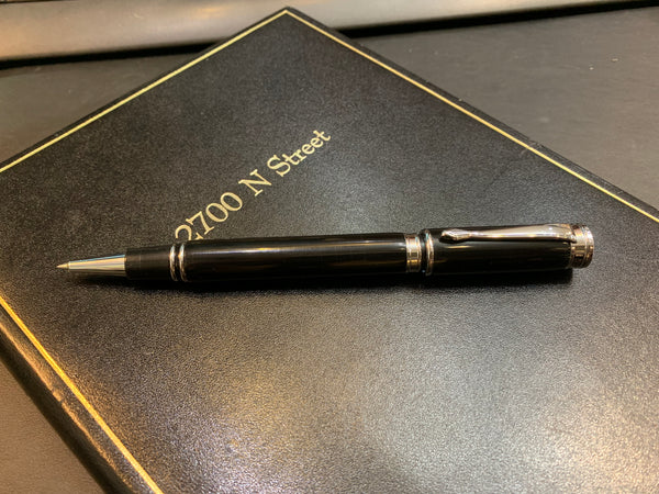 Bespoke Luxury Pens | EXECUTIVE Roller Pen | Presented in BLACK LACQUER BOX | Custom Colour with Nickel or Gold Custom Writing Instruments | Charing Cross Ltd