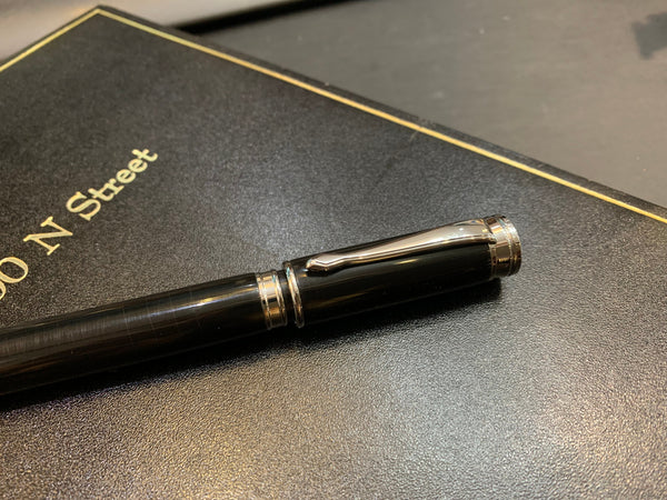 Bespoke Luxury Pens | EXECUTIVE Roller Pen | Presented in BLACK LACQUER BOX | Custom Colour with Nickel or Gold Custom Writing Instruments | Charing Cross Ltd