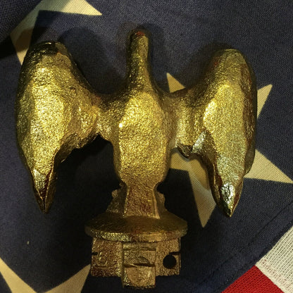 Patriotic Antique American Eagle Flag Topper | Gold Plated | US Flag Eagle 3.5" | Business Gift-Antique Artifact-Sterling-and-Burke