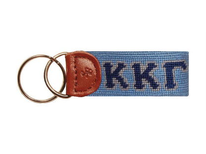 Needlepoint Collection | Kappa Kappa Gamma Needlepoint Key Fob | Classic Blue | Smathers and Branson-Key Fob-Sterling-and-Burke