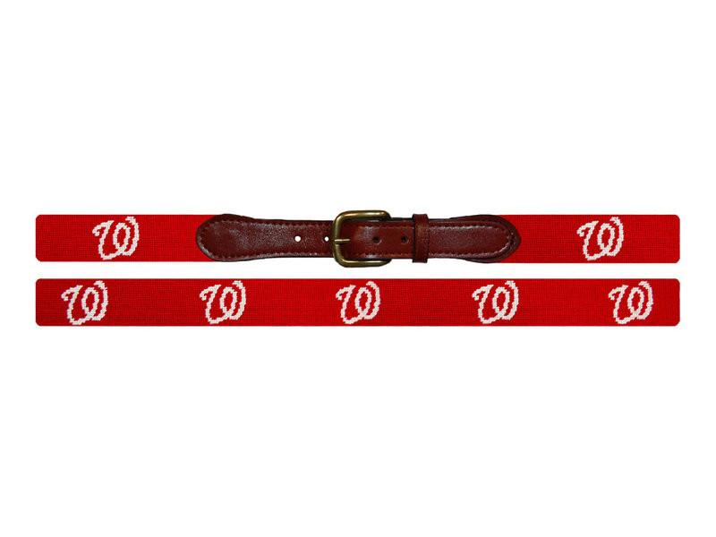 Needlepoint Collection | Washington Nationals Needlepoint Belt | Red | Smathers and Branson-Belt-Sterling-and-Burke