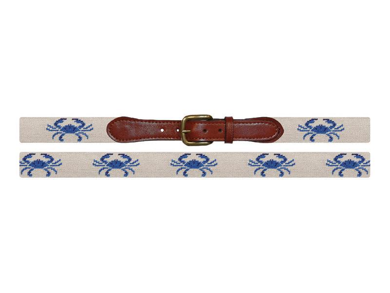 Needlepoint Collection | Blue Crab Needlepoint Belt | Smathers and Branson-Belt-Sterling-and-Burke