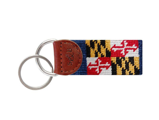 Needlepoint Collection | Maryland State Flag Needlepoint Key Fob | Navy | Smathers and Branson-Key Fob-Sterling-and-Burke