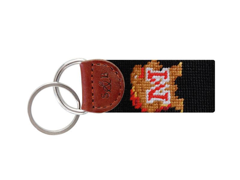 Needlepoint Collection | University of Maryland Needlepoint Key Fob | Black and Gold | Smathers and Branson-Key Fob-Sterling-and-Burke