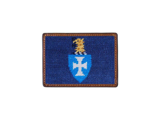Needlepoint Collection | Sigma Chi Needlepoint Card Wallet | 4 by 3 Inch | Blue and Gold | Smathers and Branson-Card Wallet-Sterling-and-Burke