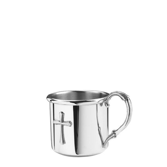 Baby Cup | Easton Baby Cup with Cross | 5 oz. | Solid Pewter | Engraved | Made in USA | Sterling and Burke-Baby Cup-Sterling-and-Burke