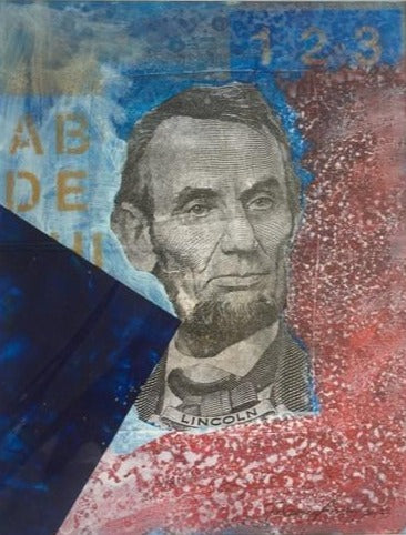 Art | 1 2 3 Lincoln | Acrylic Mixed Media Collage on Paper by Fabiano Amin | 14" x 11"