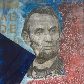 Art | 1 2 3 Lincoln | Acrylic Mixed Media Collage on Paper by Fabiano Amin | 14" x 11"
