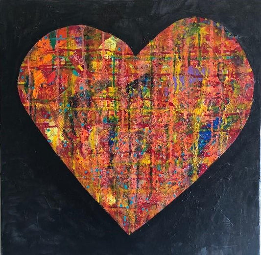 Art | I Love You! I Love You! | Original Acrylic Mixed on Gallery Canvas by Fabiano Amin | 24" x 24"-Acrylic Painting-Sterling-and-Burke