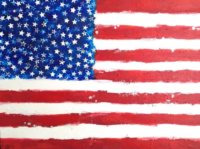 Art | America 2015 | Acrylic Mixed on Gallery Canvas by Fabiano Amin | 36" x 48"-Mixed Media-Sterling-and-Burke