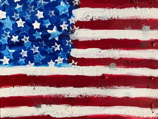 Art | America 2018 | Acrylic Mixed on Gallery Canvas by Fabiano Amin | 11" x 14"-Acrylic Painting-Sterling-and-Burke