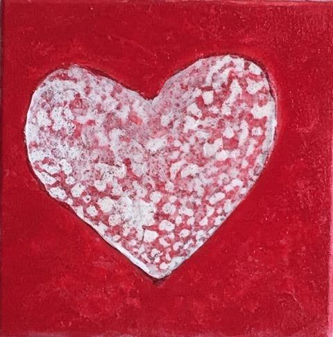 Art | Amor | Acrylic Mixed on Gallery Canvas by Fabiano Amin | 8" x 8"-Acrylic Painting-Sterling-and-Burke