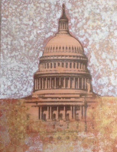 Art | Capitol Bronze | Acrylic Mixed on Gallery Canvas by Fabiano Amin | 14" x 11"