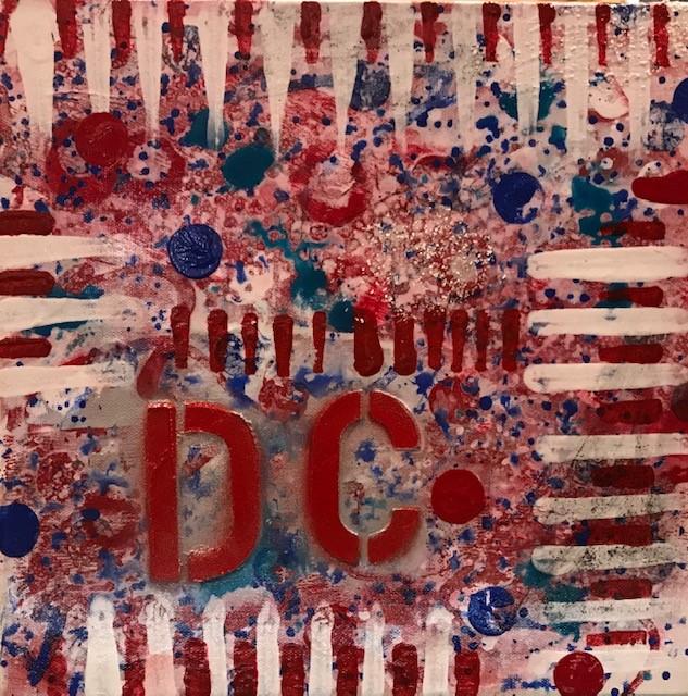 Art | Celebrate DC 2 | Original Acrylic Mixed on Gallery Canvas by Fabiano Amin | 12" x 12"-Mixed Media-Sterling-and-Burke