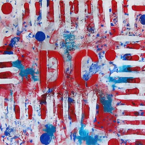 Art | Celebrate DC | Original Acrylic Mixed on Gallery Canvas by Fabiano Amin | 12" x 12"-Mixed Media-Sterling-and-Burke