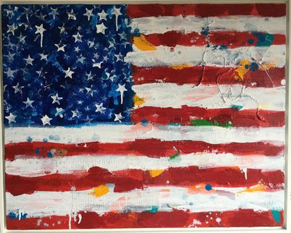 Art | Colorful America | Original Mixed Media on Canvas by Fabiano Amin | 24" x 30"-Mixed Media-Sterling-and-Burke