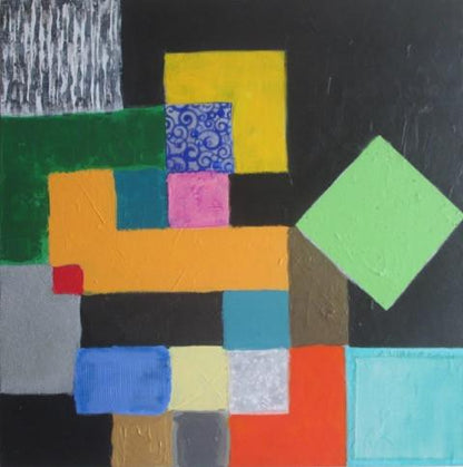 Art | Don't Be Square | Original Mixed Media on Canvas | 24 by 24 Inches-Acrylic Painting-Sterling-and-Burke