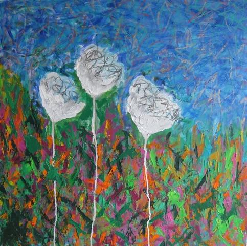 Art | Flowers, Gardens & C'est La Vie 3 | Original Acrylic on Gallery Canvas by Fabiano Amin | 30" x 30"-Acrylic Painting-Sterling-and-Burke