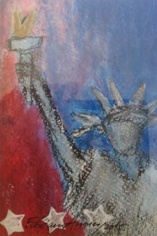 Art | Liberty 2 | Mixed Media on Paper with White Mat | 7" x 5"