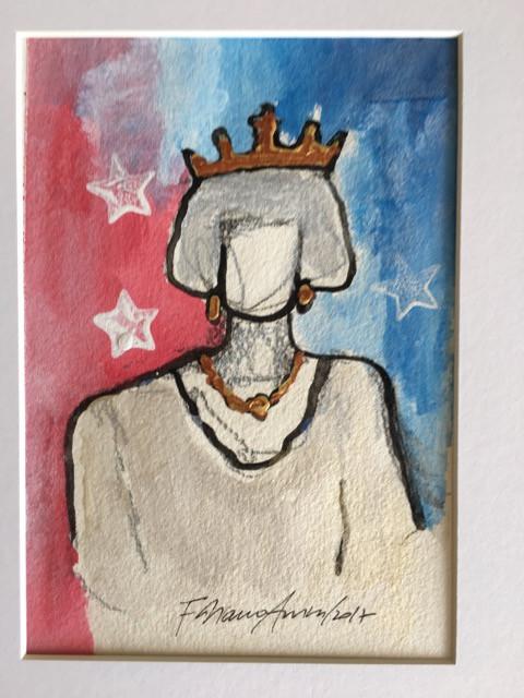 Art | My Queen | Acrylic on Paper by Fabiano Amin | 7" x 5"-Acrylic on Paper-Sterling-and-Burke