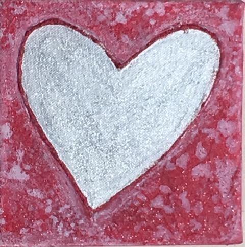 Art | Silver | Original Acrylic on Gallery Canvas by Fabiano Amin | 6" x 6"-Acrylic Painting-Sterling-and-Burke