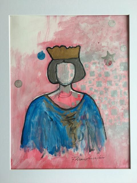 Art | Summer Queen | Acrylic on Paper by Fabiano Amin | 14" x 11"-Acrylic on Paper-Sterling-and-Burke
