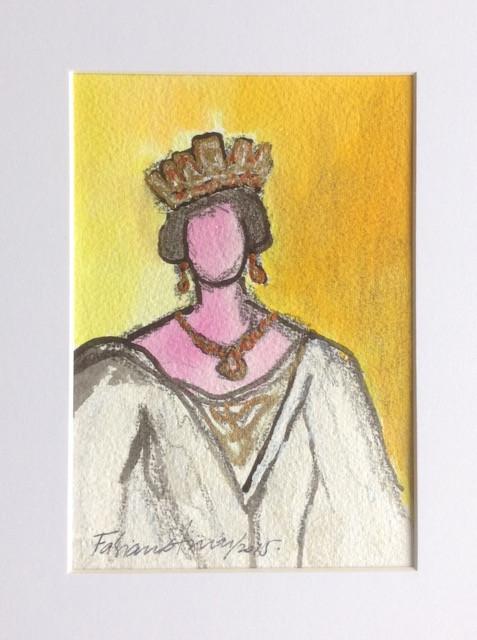 Art | Sunday Queen | Acrylic on Paper with Mat by Fabiano Amin | 10" x 8"-Acrylic on Paper-Sterling-and-Burke