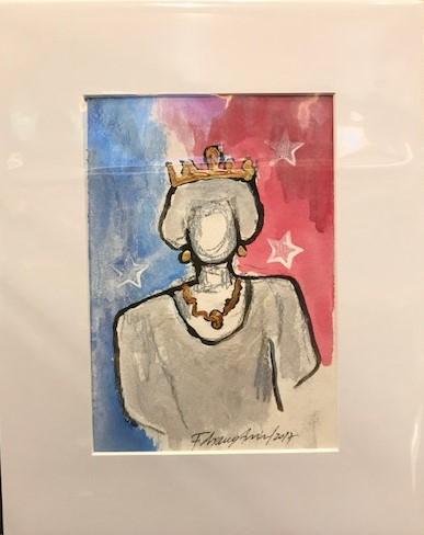 Art | Super Queen | Acrylic on Paper by Fabiano Amin | 7" x 5"-Acrylic on Paper-Sterling-and-Burke